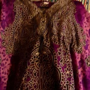 A purple tunic,with tulip print/ pattern large